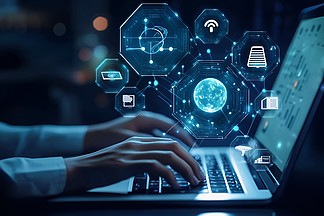 簡約風電腦網絡科技企業畫冊宣傳冊封面設計